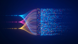 Illustration of a neural network for artificial intelligence.