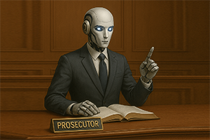 Image of a robotic prosecutor generated by artificial intelligence (AI).