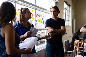 Photograph of prosecutors in discussion at a workshop led by Justice Innovation Lab.